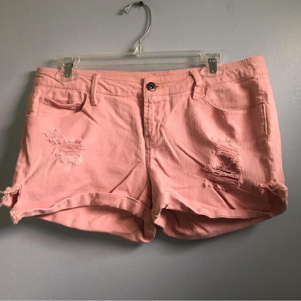 2.1Denim Pink Cuffed Distressed Jean Shorts SZ 30”